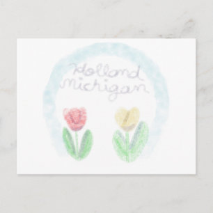 Süße Holland Michigan Tulpen in Aquarell Feiertagspostkarte