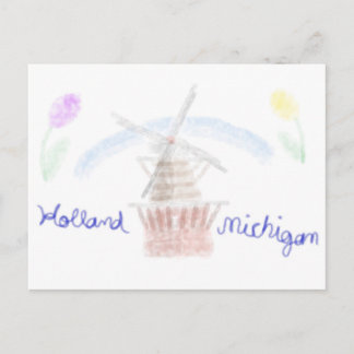 Süße Holland Michigan Windmühle in Aquarell Feiertagspostkarte