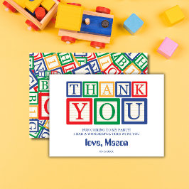 Süße Holz-ABC-Blöcke in Grundfarben Dankeskarte