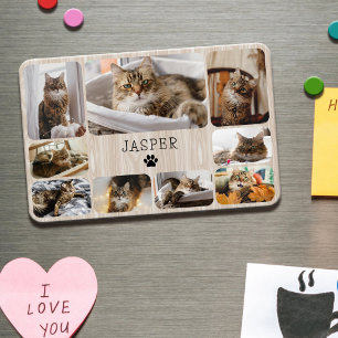 Süße Holz-Collage mit Haustierkatze Magnet