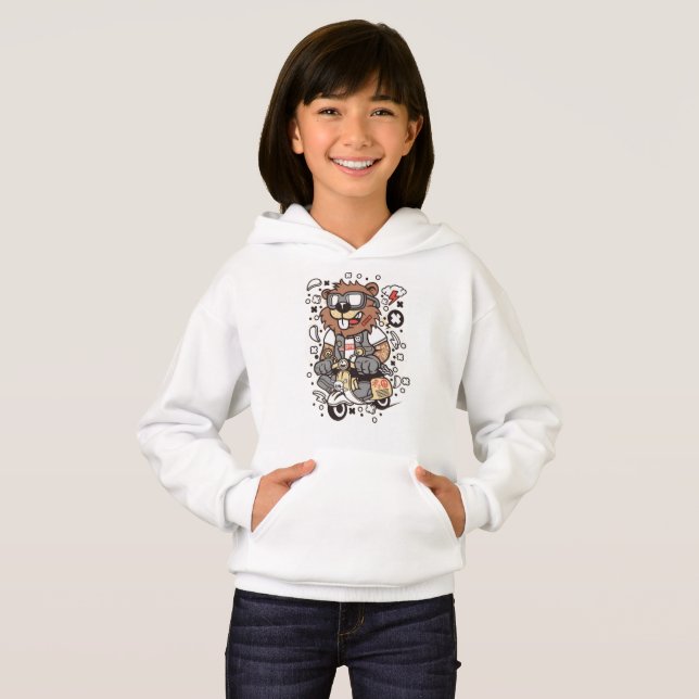 Süße Holzfäller-Biber-Mädchen Kapuzenpullover - Kü Hoodie (Vorne ganz)