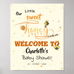 Süße Honig & Kawaii Augen Text Baby Shower Poster