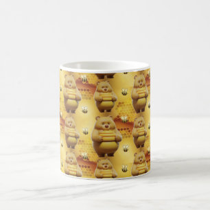 Süße Honigbären und Bienen 3D nahtloses Muster Kaffeetasse