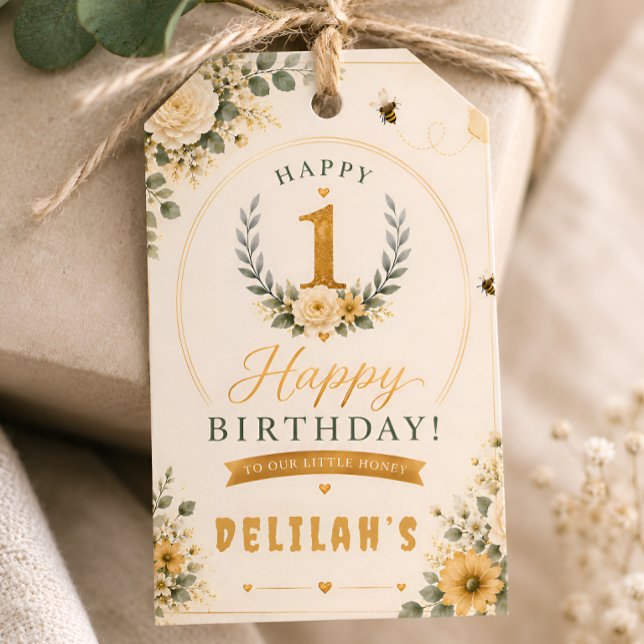 Süße Honigbiene Geburtstag Geschenkanhänger (Von Creator hochgeladen)