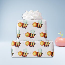 Süße Honigbiene mit blau geflügelt gemustert Geschenkpapier