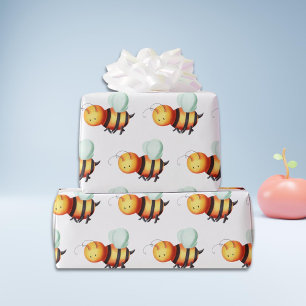 Süße Honigbiene mit blau geflügelt gemustert Geschenkpapier