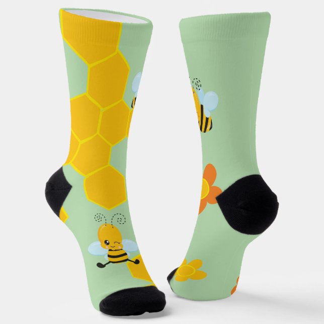 Süße Honigbiene mit Blumen  Socken (Gewinkelt)