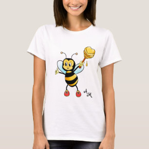 Süße Honigbiene mit Herz & Monogramm T-Shirt