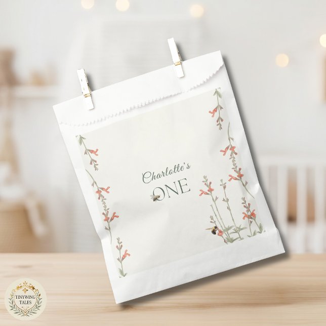 Süße Honigbiene Wildblumen Mädchen Erster Geburtst Geschenktütchen (Sweet Honeybee Wildflower Girls First Birthday Favor Bag)
