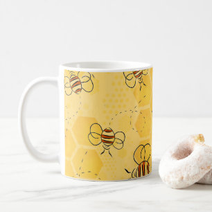 Süße Honigbienen summen Kaffeetasse
