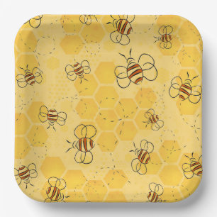 Süße Honigbienen summen Pappteller