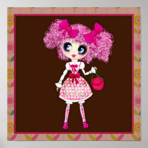 Süße hübsche Mädchen PinkyP Rosa Kawaii Mädchen vo Poster
