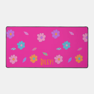 Süße hübsche Mädchen Rosa Retro-Blume Schreibtischunterlage