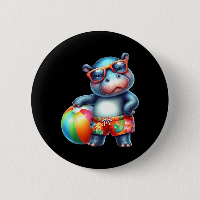 Süße Hüfte Sommerurlaub Strandball Button (Vorderseite)