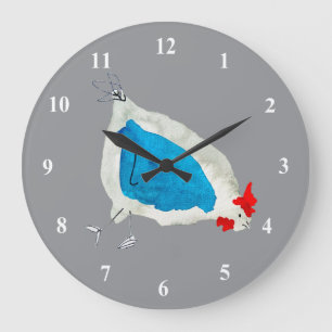 Süße Hühner Aquarell Große Wanduhr