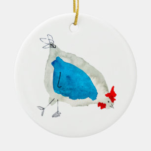 Süße Hühner Aquarell Keramik Ornament