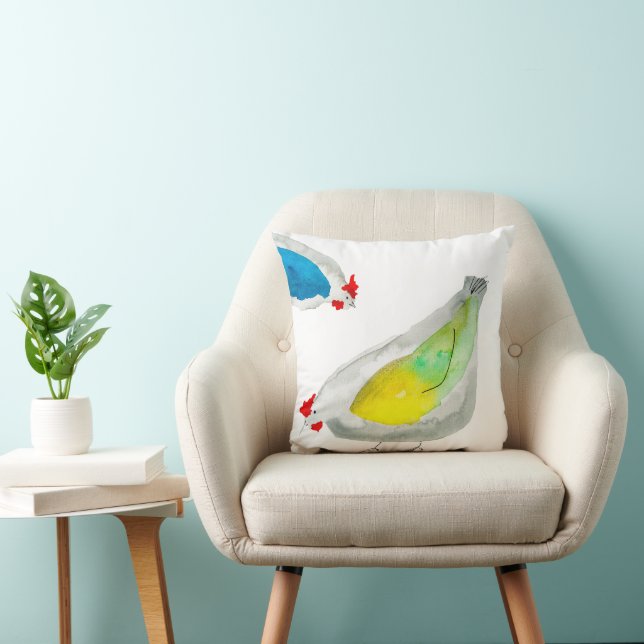 Süße Hühner Aquarell Kissen (Stuhl )