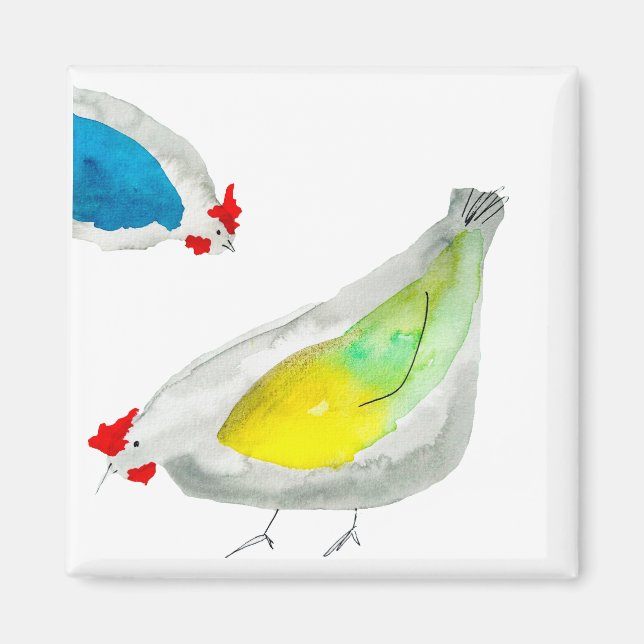 Süße Hühner Aquarell Magnet (Vorne)