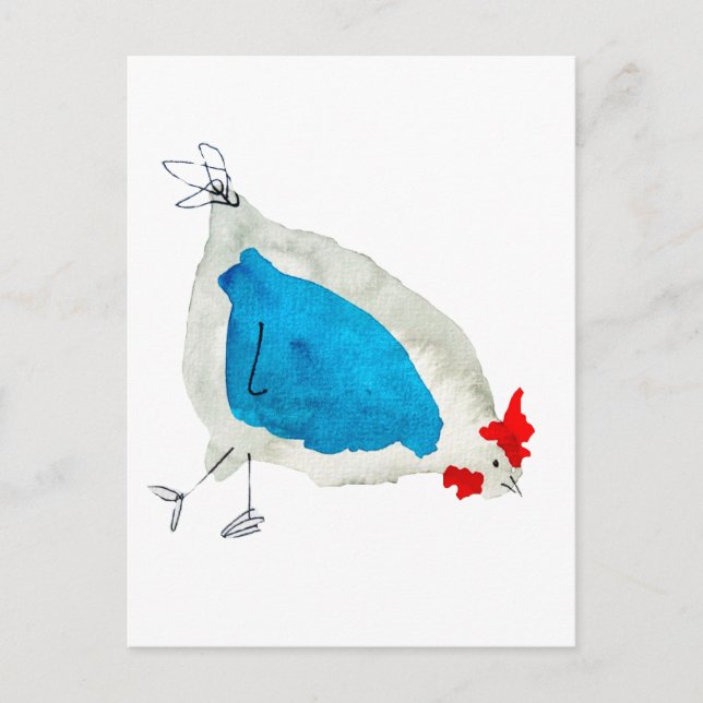 Süße Hühner Aquarell Postkarte (Vorderseite)