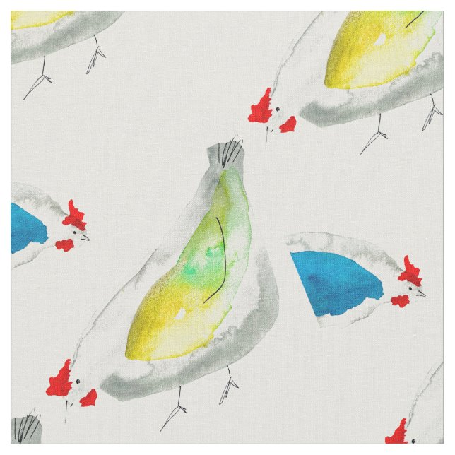 Süße Hühner Aquarell Stoff (Nahaufnahme)