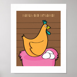 Süße Hühner-Illustration   Kinderbauernhof-Tierkun Poster