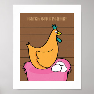 Süße Hühner-Illustration | Kinderbauernhof-Tierkun Poster