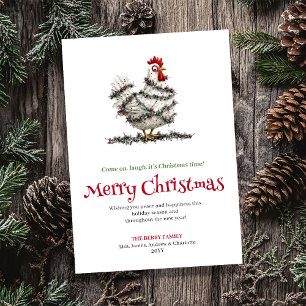 Süße Hühner Lustige Aquarell-Weihnachtsgrüße Feiertagskarte