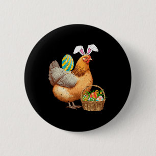 Süße Hühner- und Hasenohren Osterei Ostersonntag Button