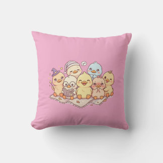 Süße Hühnerfreunde Rosa Wurfkissen Kissen