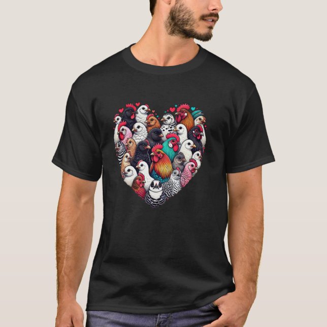 Süße Hühnerherzen Kunst T-Shirt (Vorderseite)