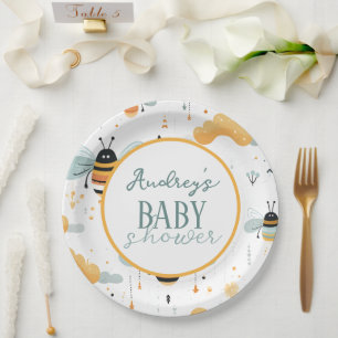 Süße Hummel-Baby-Party Pappteller