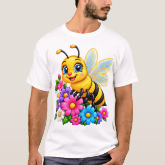 Süße Hummel & Farbige Blumen – Niedliche Biene T-Shirt