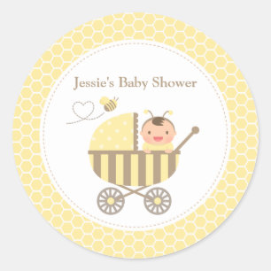 Süße Hummel Kinderwagen Baby Shower Etiketten Runder Aufkleber