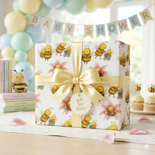 Süße Hummel-Mutter und Babybiene  Geschenkpapier