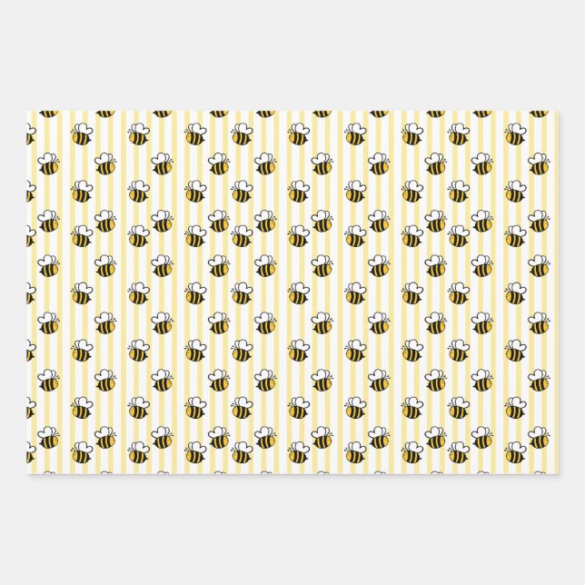 Süße Hummel Nahtloses Muster Geschenkpapier Set (Vorderseite)