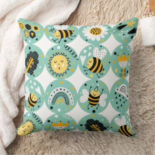 Süße Hummel und Regenbogen-Kinderzimmer  Kissen