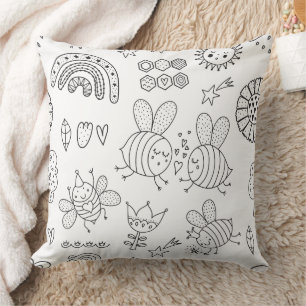 Süße Hummel und Regenbogen-Kinderzimmer Kissen