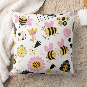 Süße Hummel und Regenbogen-Kinderzimmer  Kissen