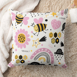 Süße Hummel und Regenbogen-Kinderzimmer  Kissen
