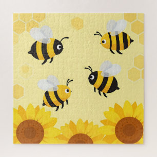 Süße Hummeln Sonnenblumen Wabenmuster Puzzle