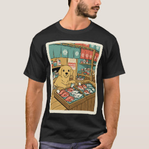 Süße Hund-Fisch-Markt-Illustration T-Shirt