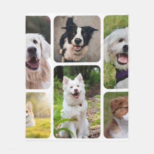 Süße Hund-Foto-Collage Farbige Haustierliebhaber Fleecedecke