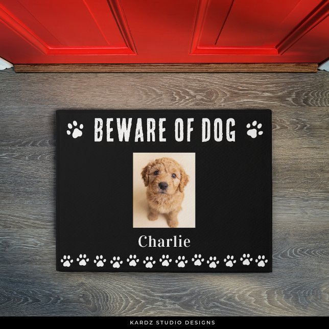 Süße Hund Foto Willkommensmatte Fußmatte (Add your dog's name and photo, edit text or leave as is.)