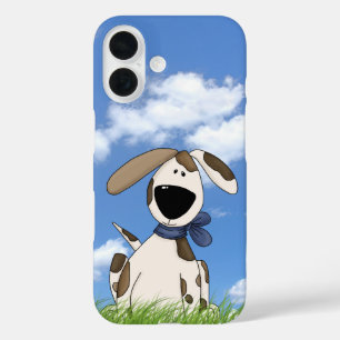 süße Hund-Illustration im Gras iPhone 16 Hülle