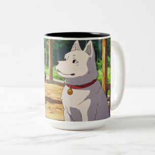 Süße-Hund-in-einer-Tasse-Illustration Zweifarbige Tasse