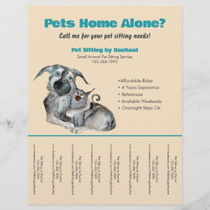 Süße Hund Katze Tierbetreuer Werbeabriss Flyer
