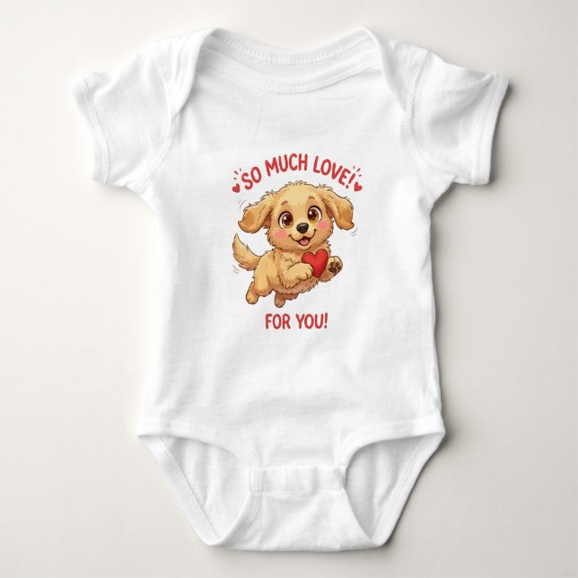 Süße Hündchen-Illustration mit Herz Baby Strampler (Vorderseite)