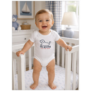 Süße Hündchen-Umriss Navy Blau Silhouette Baby Strampler