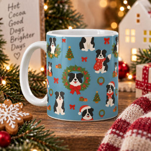 Süße Hunde Border Collie Weihnachtsmuster Urlaub Kaffeetasse
