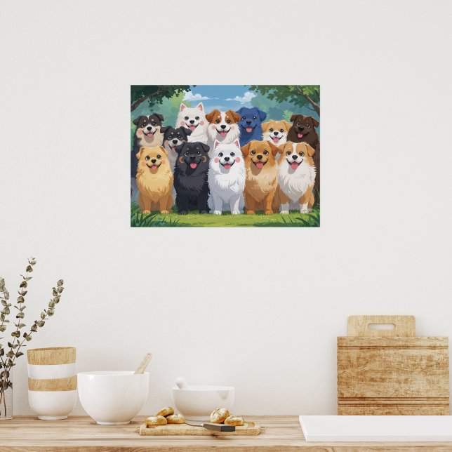 Süße Hunde Hintergrund Poster (Küche)